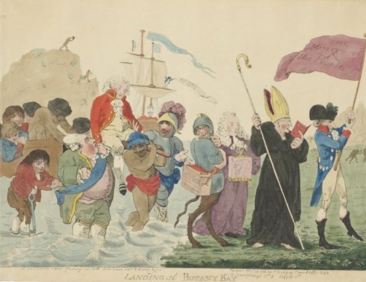 1. Cook Landing at Botany Bay by John Boyne 1750-1810. Courtesy of National Library of Australia  nla.pic_.an6016577-1.jpg