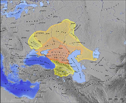 empire khazar de 650 à son apogée vers 850